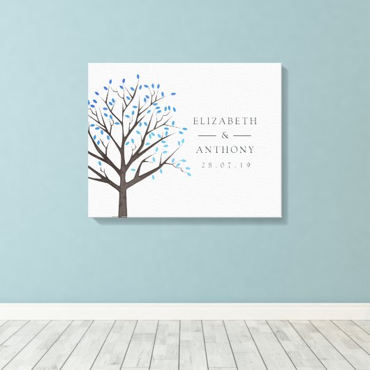Waterverf Tree Bruiloft Canvas Afdruk (Insitu (Houten vloer))