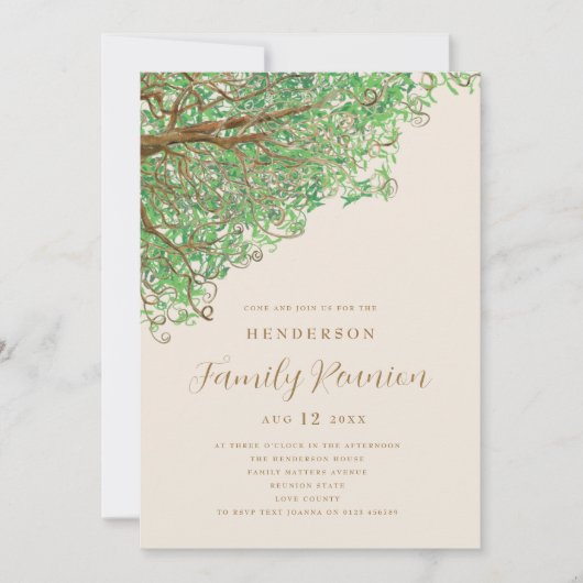 Waterverf Tree Family Reunion Uitnodiging (Voorkant)