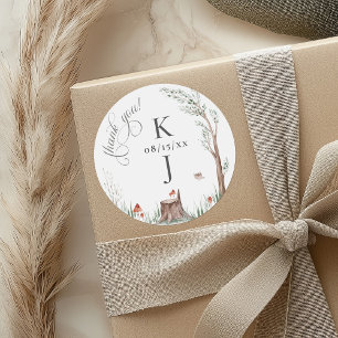 Waterverf Tree grillige bruiloft Dank u gunst Ronde Sticker