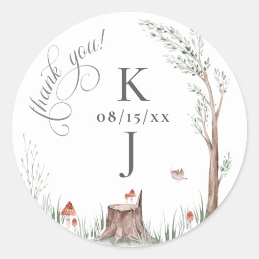 Waterverf Tree grillige bruiloft Dank u gunst Ronde Sticker (Voorkant)
