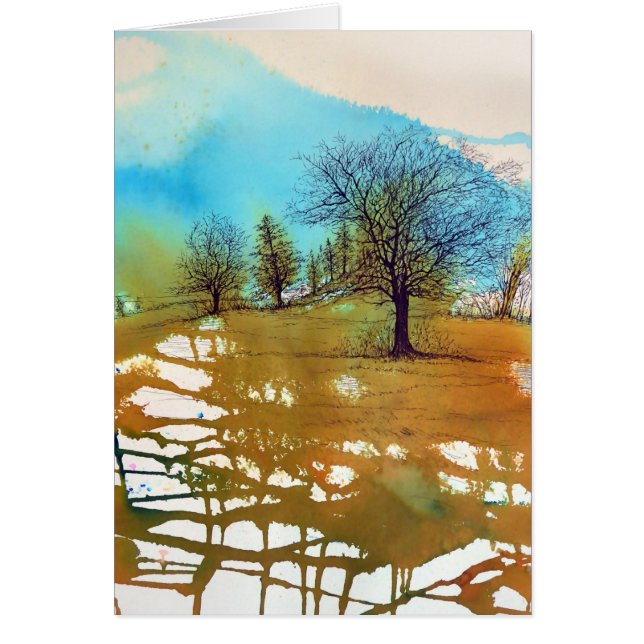 Waterverf Tree Ink Landscape Autumn (Voorkant)