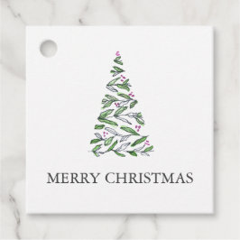 Waterverf Tree Kerstcadeau Tags Bedankjes Labels