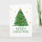 Waterverf Tree Merry Christmas Kaart (Voorkant)