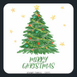 Waterverf Tree Merry Christmas Sticker<br><div class="desc">Waterverf Tree Merry Christmas Sticker</div>