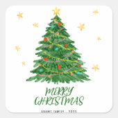 Waterverf Tree Merry Christmas Sticker (Voorkant)