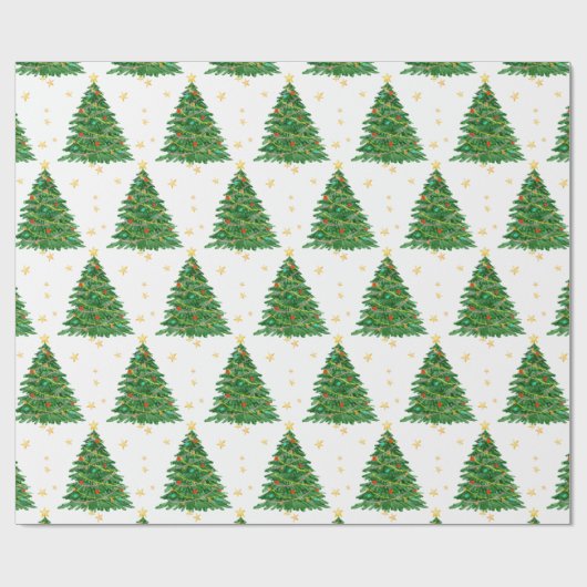 Waterverf Tree Merry Christmas Wrapping Papier (Vlak)