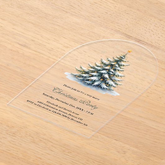 Waterverf  Tree Minimalist Kerstfeest Acryl Uitnodigingen (Laagn)