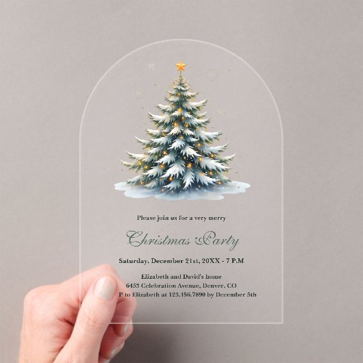 Waterverf  Tree Minimalist Kerstfeest Acryl Uitnodigingen (Insitu (Draagbaar))