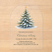 Waterverf  Tree Minimalist Kerstfeest Acryl Uitnodigingen (Voorkant)