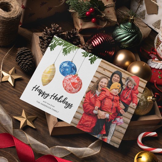 Waterverf Tree Ornament Feestdagenkaart