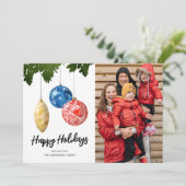 Waterverf Tree Ornament Feestdagenkaart (Staand voorkant)