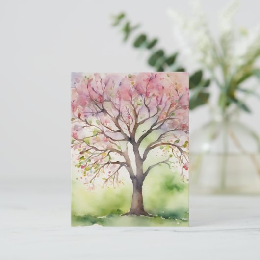 Waterverf Tree Painting Briefkaart (Staand voorkant)
