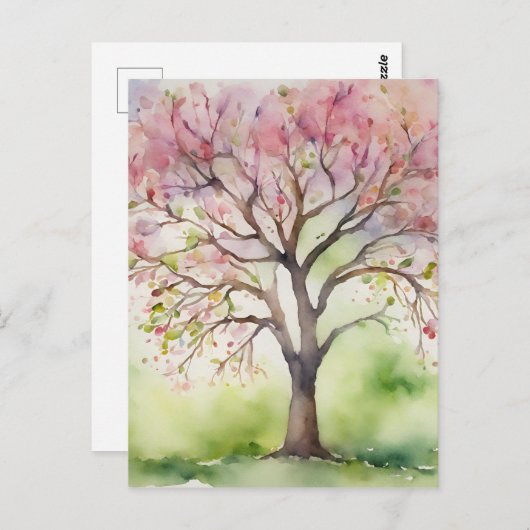 Waterverf Tree Painting Briefkaart (Voorkant / Achterkant)