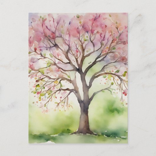 Waterverf Tree Painting Briefkaart (Voorkant)