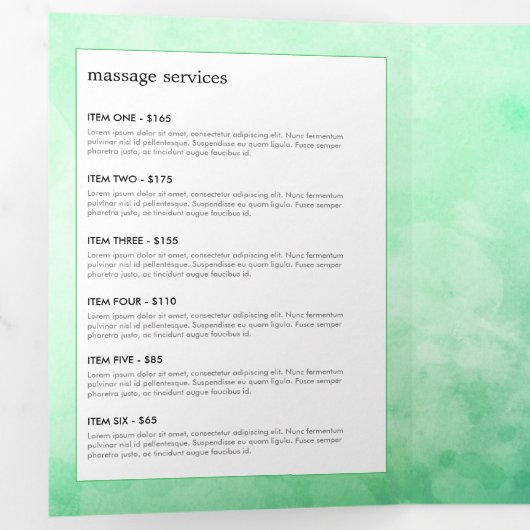 Waterverf Tree Wellness Brochure Drieluik Kaart (Binnenzijde eerst)