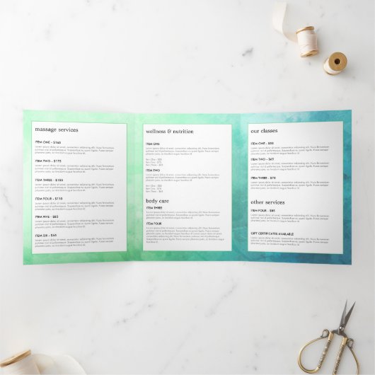 Waterverf Tree Wellness Brochure Drieluik Kaart (Binnen)