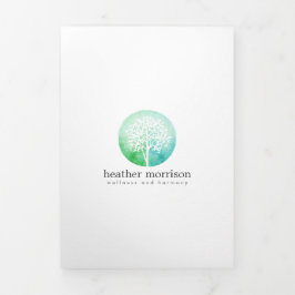 Waterverf Tree Wellness Brochure Drieluik Kaart