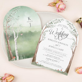 Waterverf Tree Whimsical Cottagecore Arch Wedding Kaart