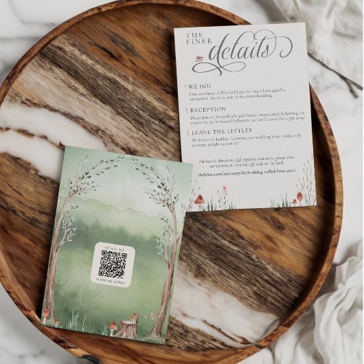 Waterverf Tree Whimsical Forest Wedding Details Informatiekaartje
