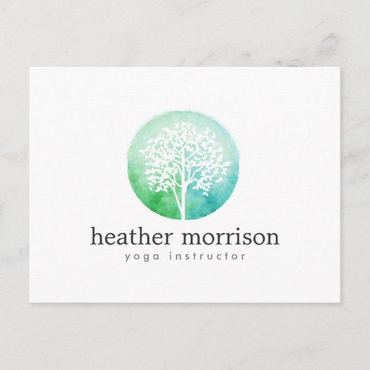 Waterverf Tree Yoga en Wellness Briefkaart (Voorkant)
