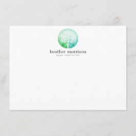 Waterverf Tree Yoga en Wellness Flat Notecard Notitiekaartje