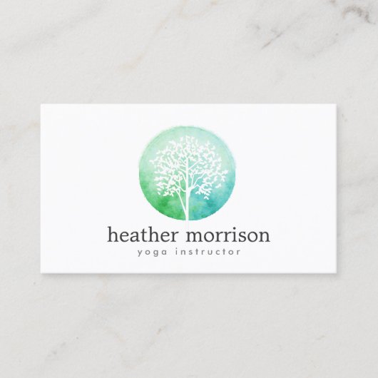 Waterverf Tree Yoga en Wellness Visitekaartje (Voorkant)