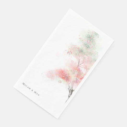 Waterverf Trees bruiloft Servet (Hoek)