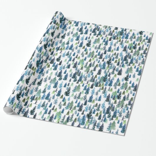 Waterverf Trees Cadeaupapier (Uitgerold)