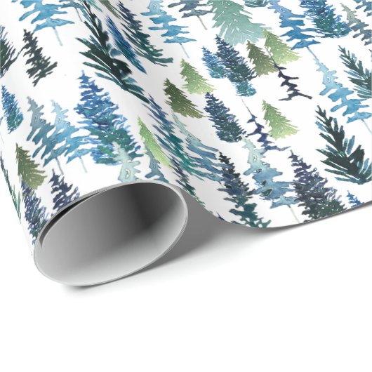 Waterverf Trees Cadeaupapier (Rol Hoek)