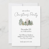 Waterverf Trees & Elegant Script Kerstfeest Kaart (Voorkant)