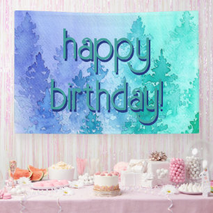 Waterverf Trees Happy Birthday Spandoek