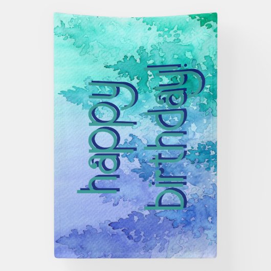 Waterverf Trees Happy Birthday Spandoek (Verticaal)