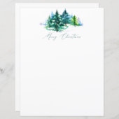 Waterverf Trees Kerst briefpapier (Voorkant / Achterkant)
