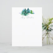 Waterverf Trees Kerst briefpapier (Staand voorkant)