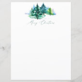 Waterverf Trees Kerst briefpapier (Voorkant)