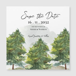 Waterverf Trees Landscape Wedding Save the Date