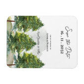 Waterverf Trees Landscape Wedding Save the Date Magneet (Horizontaal)
