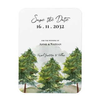 Waterverf Trees Landscape Wedding Save the Date Magneet