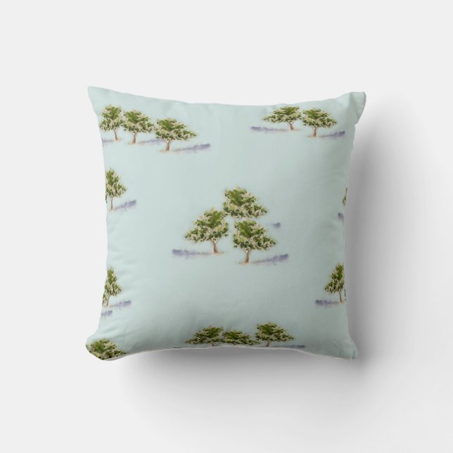 Waterverf Trees op Sierkussennen Kussen (Voorkant)