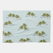 Waterverf Trees op theehanddoeken