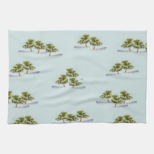 Waterverf Trees op theehanddoeken Theedoek (Horizontaal)
