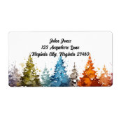Waterverf Trees Retouradreslabel Etiket (Voorkant)
