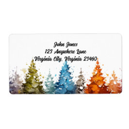 Waterverf Trees Retouradreslabel Etiket