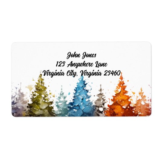Waterverf Trees Retouradreslabel Etiket (Voorkant)