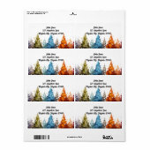 Waterverf Trees Retouradreslabel Etiket (Full Sheet)