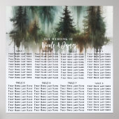 Waterverf Trees Rustieke Wilderness Bruiloft Seat Poster (Voorkant)