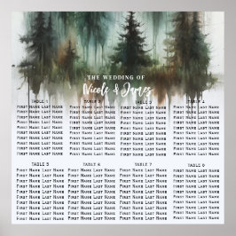 Waterverf Trees Rustieke Wilderness Bruiloft Seat Poster
