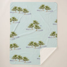 Waterverf Trees Sherpa Blanket