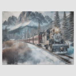  Waterverf trein in de winter Tissuepapier