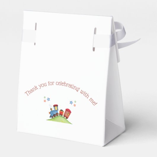 Waterverf Trein Rood Blauw Verjaardagsfeest Bedankdoosjes (Achterkant)